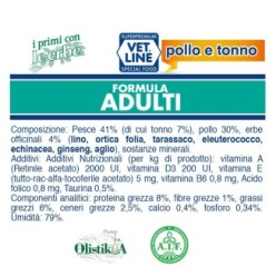 Cibo umido in per gatti adulti con pollo, tonno ed erbe officinali (confezione da 24 pezzi)