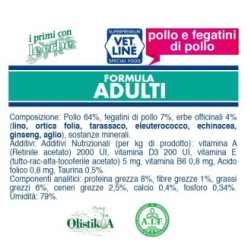 Cibo umido in per gatti adulti con pollo, fegato ed erbe officinali (confezione da 24 pezzi)