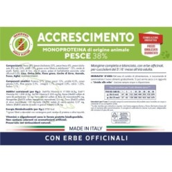 Crocchette per cuccioli con pesce ed erbe officinali da 12,5Kg