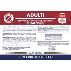 Crocchette per cani adulti con carne di bufalo ed erbe officinali da 12,5Kg