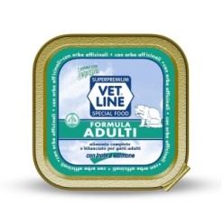 Cibo umido in per gatti adulti con trota, salmone ed erbe officinali (confezione da 32 pezzi)