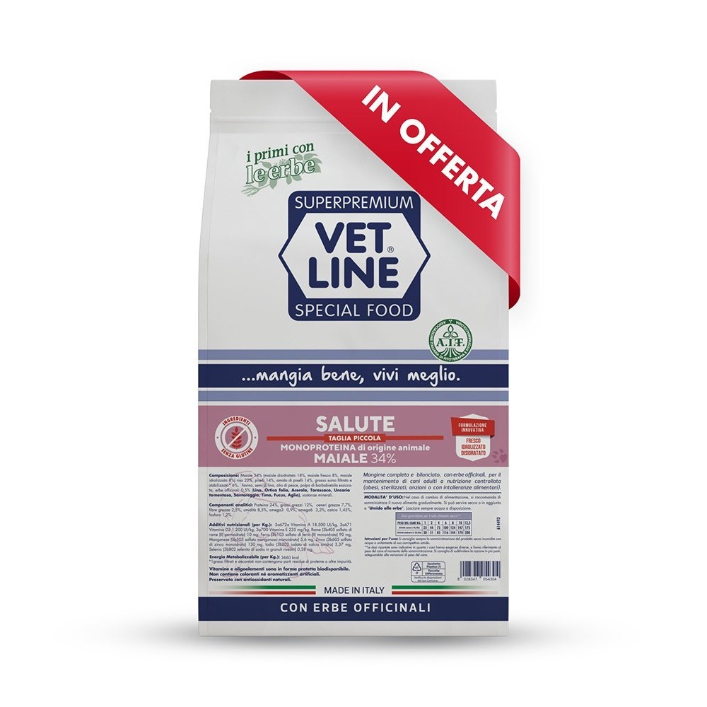 Crocchette per cani adulti con intolleranze alimentari con carne di maiale ed erbe officinali da 3Kg