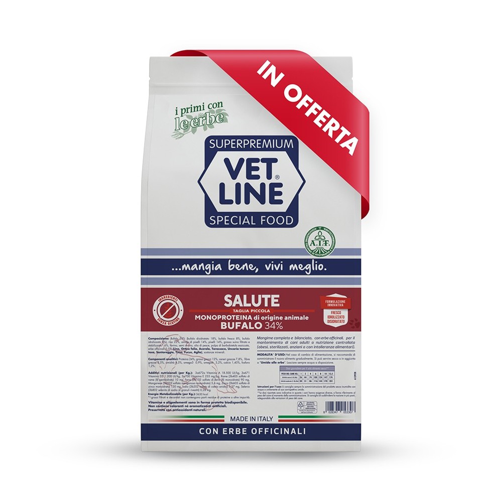 Crocchette per cani adulti di taglia piccola con intolleranze alimentari con carne di bufalo ed erbe officinali da 1Kg